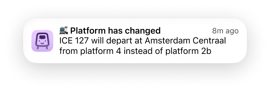 Real-time journey notification screen